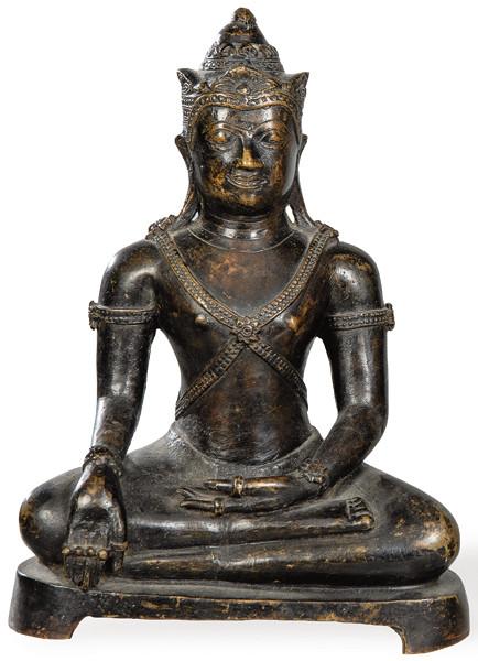  Buda Sentado en bronce tailandés estilo Ayutthaya S. XVIII