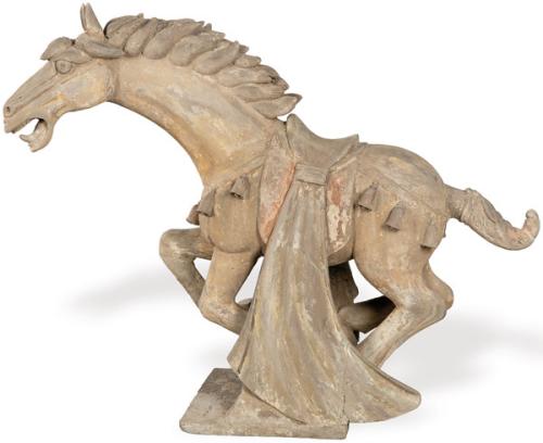  Caballo de terracota con pigmentos en frio, China Dinastía Tang (618-907)