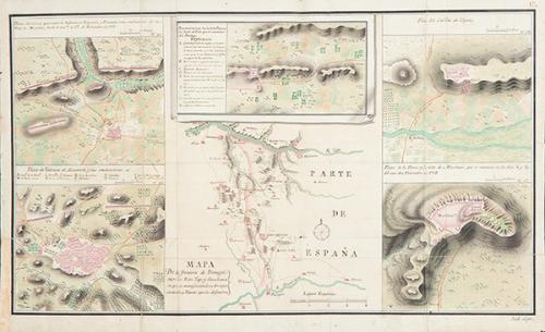  ESCUELA ESPAÑOLA S. XVIII - Mapa manuscrito de la frontera de España y Portugal entre ríos Tajo y Guadiana