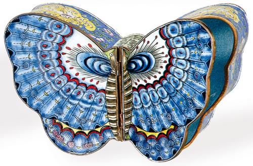  Caja china en forma de mariposa en esmalte, China h. 1950-60