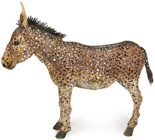  Burro jardinera de hierro calado y pintado.