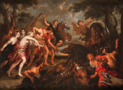 TALLER DE PEDRO PABLO RUBENS S. XVII - La caza de Meleagro y Atalanta