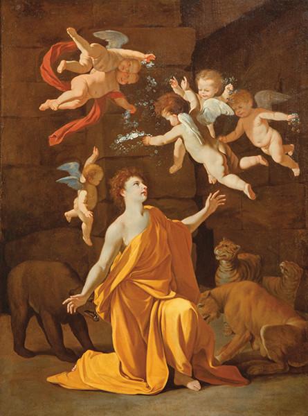  SEGUIDOR DE NICOLAS POUSSIN S. XVII - San Mamés expuesto a las fieras en el anfiteatro