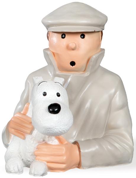  Busto de Tintin con Milu de fibra de vidrio.