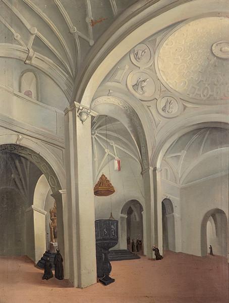  ESCUELA ESPAÑOLA S. XX - Interior de catedral