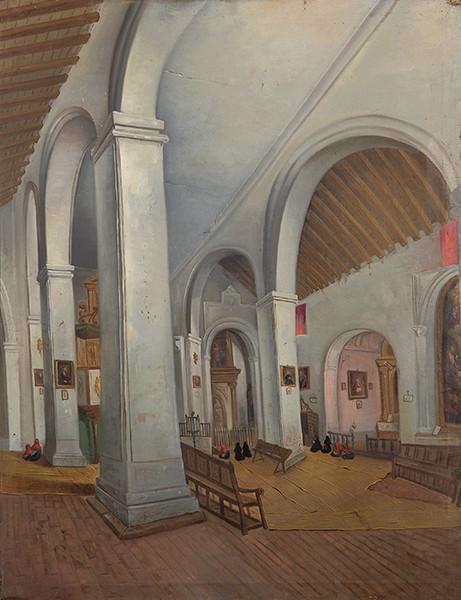  ESCUELA ESPAÑOLA S. XX - Interior de catedral
