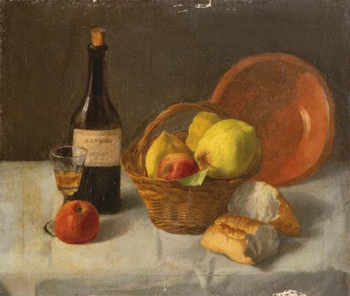  ESCUELA ESPAÑOLA S. XIX - Grupo de tres bodegones