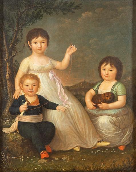  AGUSTÍN ESTEVE MARQUES - Retrato familiar con tres hermanos