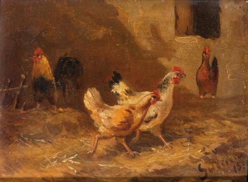  ESCUELA ESPAÑOLA S. XIX - Gallinas