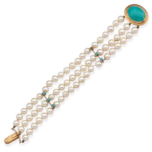  Pulsera perlas y turquesas