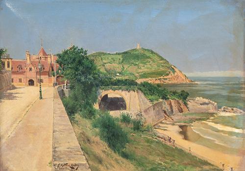  JUAN MARTÍNEZ ABADES - Vista del paseo de Miramar en San Sebastián