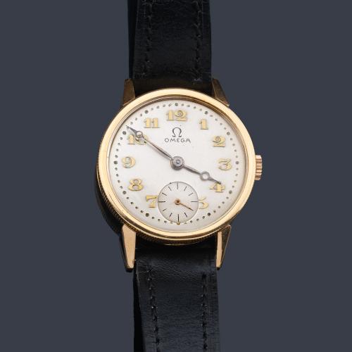  OMEGA de caballero con caja en oro amarillo de 18 K, principios del siglo XX.