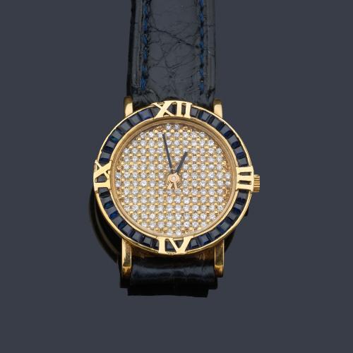  Reloj Gregory en oro y brillantes 1,40 ct y zafiros 3,35 ct