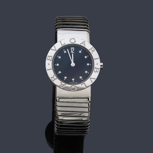 BVLGARI Bvlgari tubogás ref. BB 26 2DT de señora con caja y brazalete en acero.