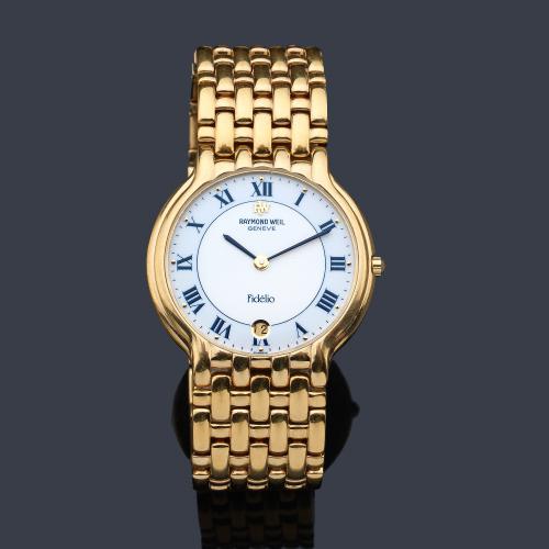  RAYMOND WEIL Fidélio de caballero con caja y brazalete chapado en oro amarillo de 18 K.