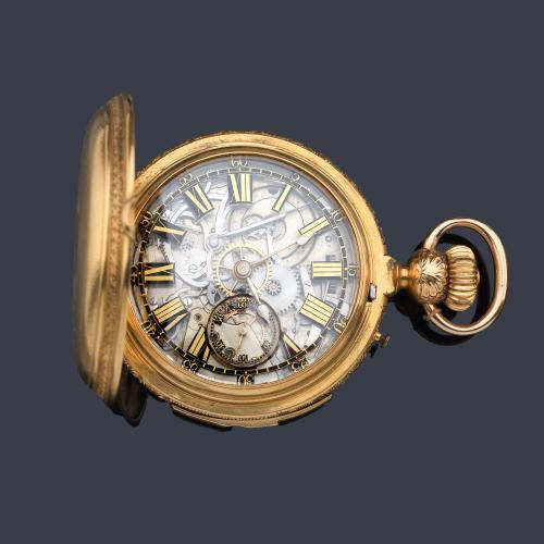  HAAS & PRIVAT Geneve nº 48993, reloj saboneta sonería repetición a minutos con caja en oro amarillo de 18 K.