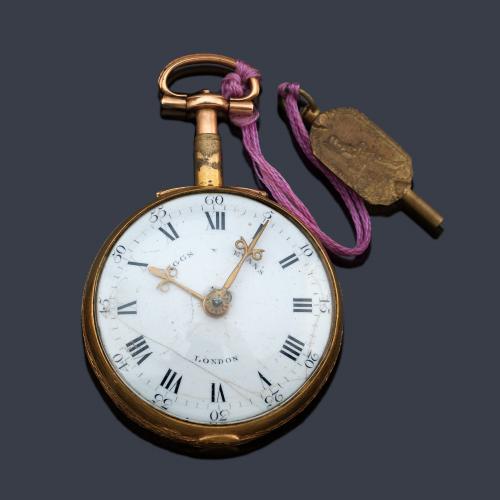  HIGGS & EVANS London nº 9700, reloj catalina sonería con caja en oro amarillo de 18 K. sig. XVIII.
