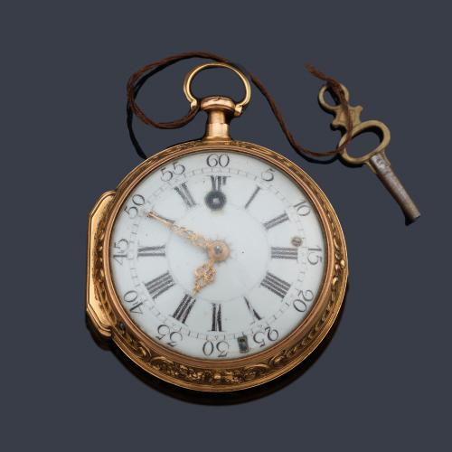  BERNIER, París nº 6810, reloj catalina con caja en oro amarillo de 18 K, sig. XVIII.