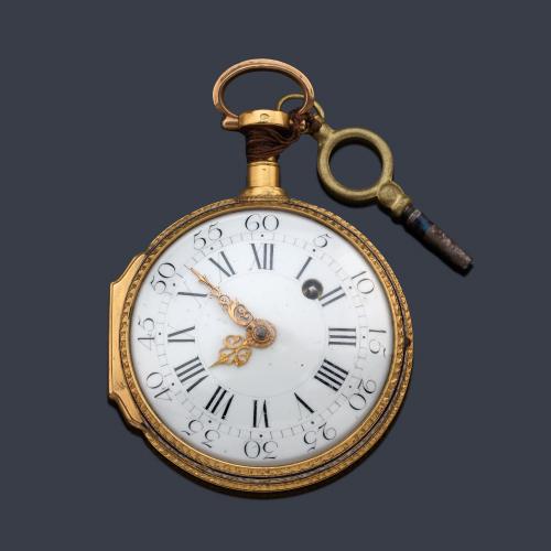  LE COEUR París , reloj catalina con caja en oro amarillo de 18 K y esmalte, sig. XVIII.