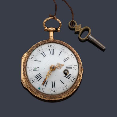  BOUFSOT DEVILLENEUR París nº 1620 8719, reloj catalina con caja en oro amarillo de 18 K sig. XVIII.