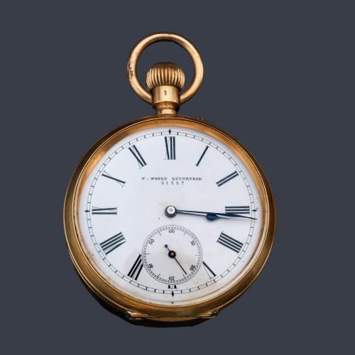  JAMES POOLE Liverpool nº 51337, reloj lepin con caja en oro amarillo de 18 K.