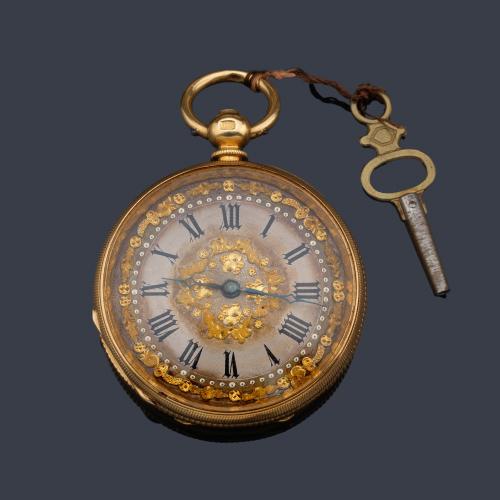  Reloj lepin nº 15715 con caja en oro amarillo de 18 K y esmalte.