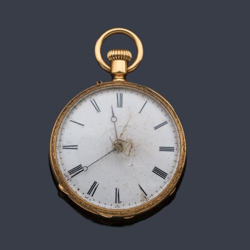  L. KAUFFMANN Dresden nº 16829, reloj lepin de colgar con caja en oro amarillo de 18 K.