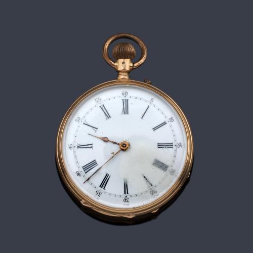  Reloj lepin con caja en oro rosa de 14 K.