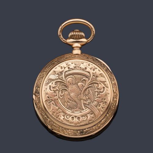  MONTANDON Fréres nº 39425, reloj saboneta con caja en oro rosa de 18 K.