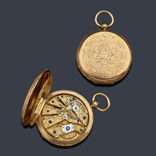  Ate. JEANNERET nº 1372, reloj saboneta con caja en oro amarillo de 18 K.