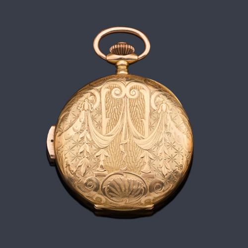  SIRIUS, reloj saboneta sonería repetición a minutos con caja en oro amarillo de 18 K. Con estuche.