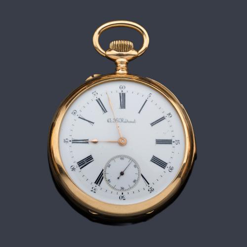 A.H. RODANET París nº 17540, reloj lepín sonería repetición a cuartos con caja en oro amarillo de 18 K.