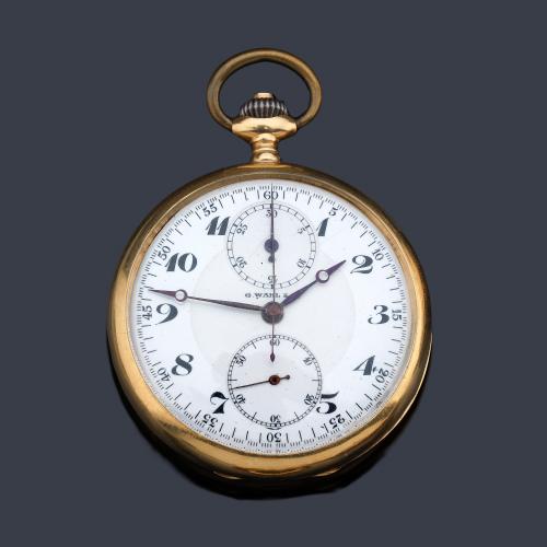  G. WAHL & Co. nº 21248, reloj lepin cronógrafo con caja en oro amarillo de 18 K.