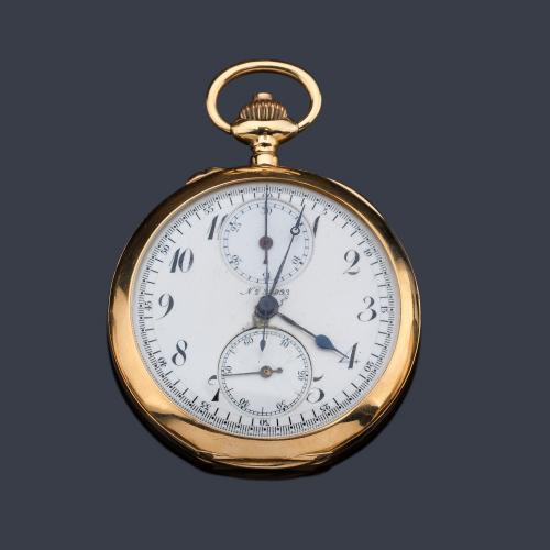  PAUL DITISHEIM Cronómetro nº 38093, reloj lepin con caja en oro amarillo de 18 K.