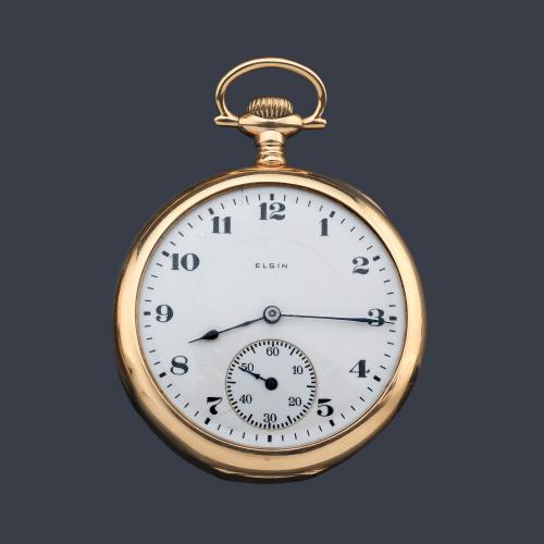  ELGIN nº 23445538, reloj lepin con caja en oro amarillo de 14 K.