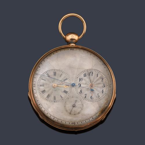  Reloj lepin con doble uso horario y caja en oro rosa de 18 K.
