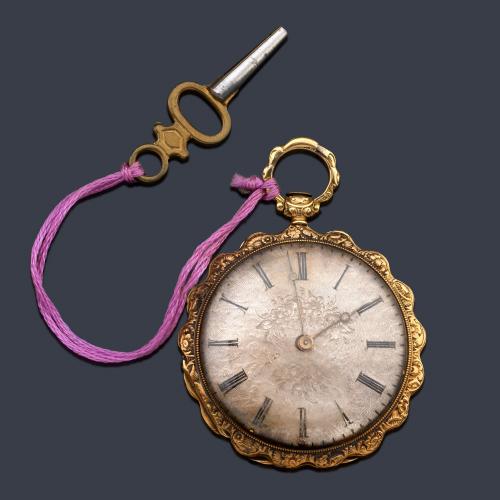  SILAS HALLEY, reloj lepin con caja en oro amarillo de 18 K