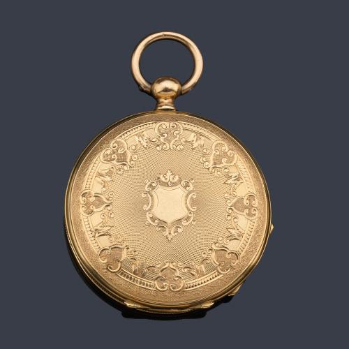  F. SCHMIDT nº 60191, reloj saboneta de colgar con caja en oro amarillo de 18 K.
