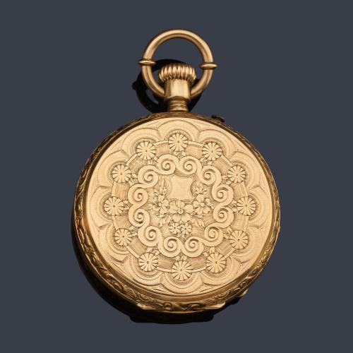  LAFONT VILLAC & Cia. Puerto Principe nº 968734, reloj saboneta con caja en oro amarillo de 18 K.