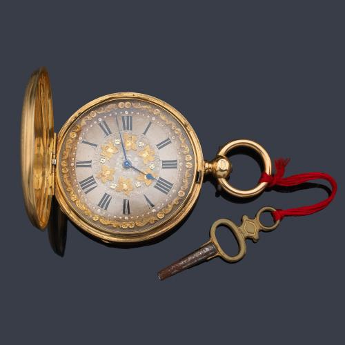  CHARLES FRODSSHAM London nº 6604, reloj saboneta de colgar con caja en oro amarillo de 18 K.