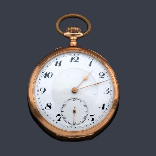  Reloj lepin con caja en oro rosa de 14 K.