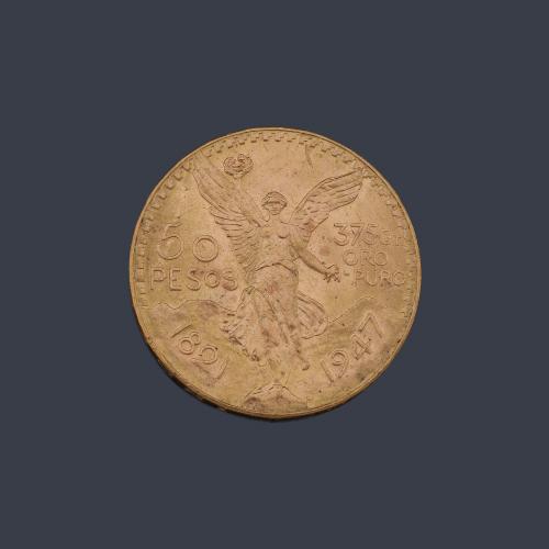  Moneda de 50 pesos Mexicanos en oro de 22K.