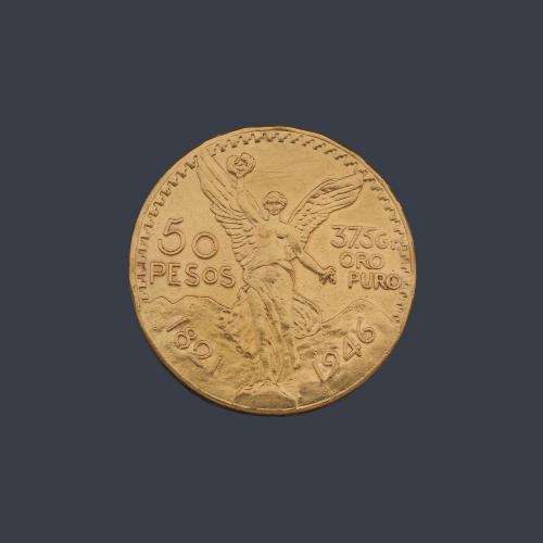  Moneda de 50 pesos Mexicanos en oro de 22K.