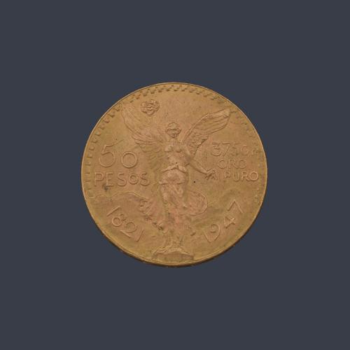  Moneda de 50 pesos Mexicanos en oro de 22K.