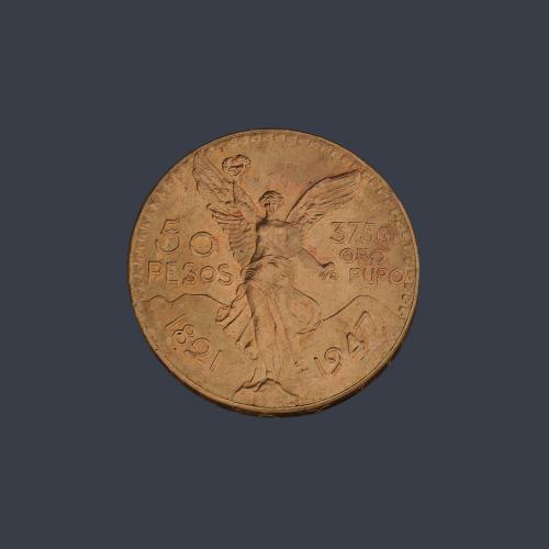  Moneda de 50 pesos Mexicanos en oro de 22K.