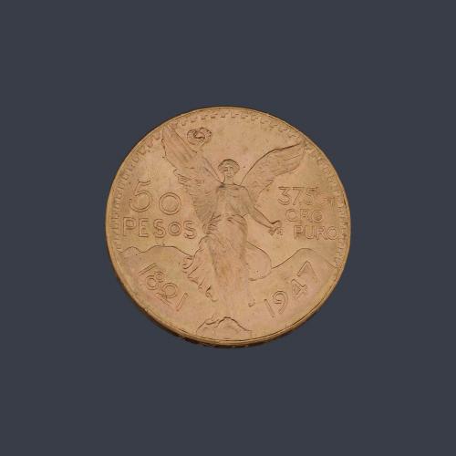  Moneda de 50 pesos Mexicanos en oro de 22K.
