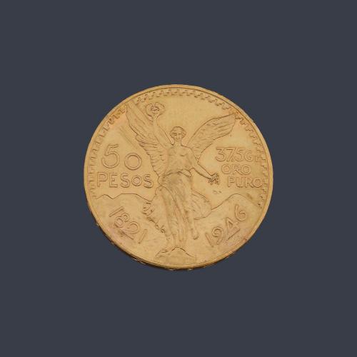  Moneda de 50 pesos Mexicanos en oro de 22K.