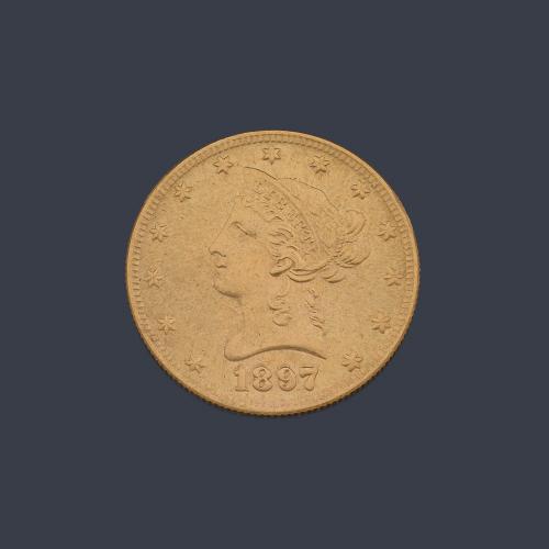  Moneda 10 dólares americanos en oro de 22 K.