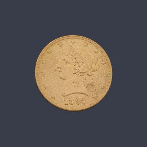  Moneda 10 dólares americanos en oro de 22 K.