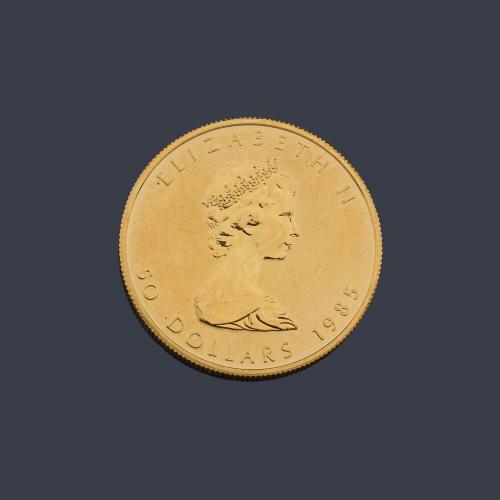  Isabel II 50 dólares Canada en oro de 22 K.